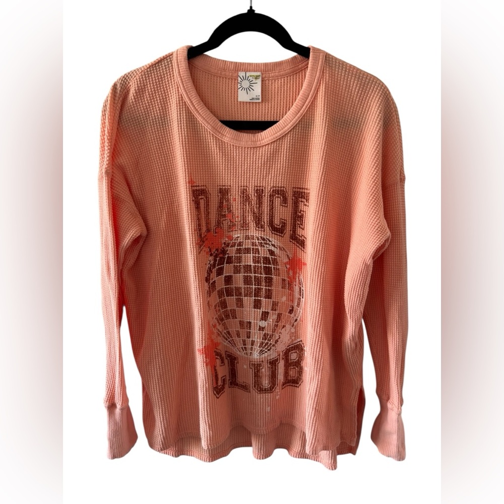 Offline by Aerie waffle Peach Graphic long sleeve tee size S